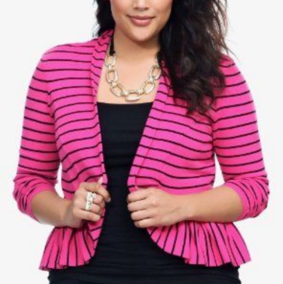 torrid Sweaters - Torrid Plus Size Fuchsia Striped Cardigan